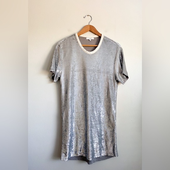 IRO Silver Sequin Mini Dress Shift Disco Party Sparkle Cocktail NYE Holiday S - Picture 6 of 12